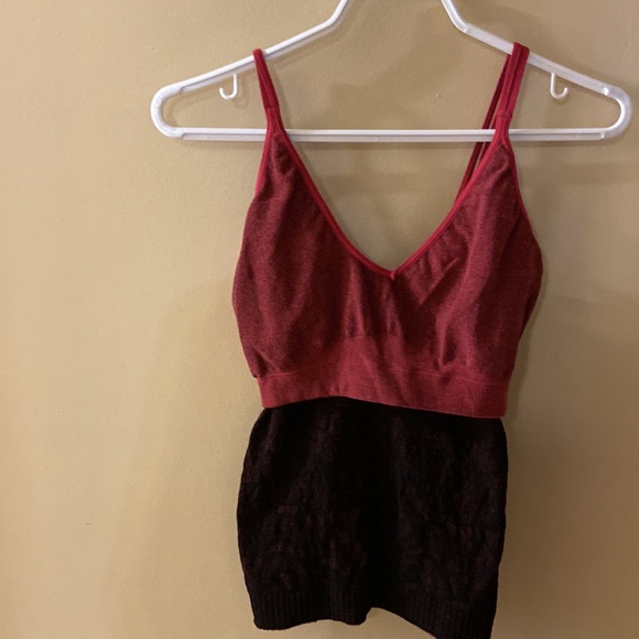 Scala red double layered cropped tank top - one size - Picture 5 of 7